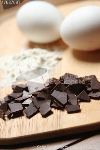 Image of chocolate chip cookie baking ingredients