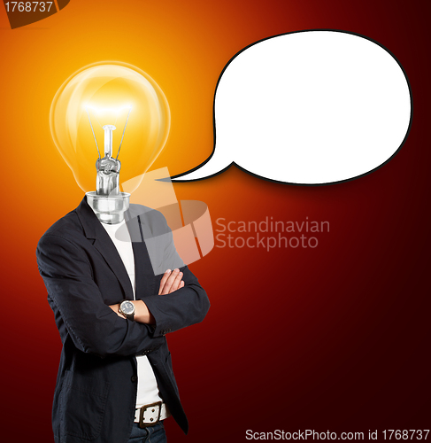 Image of Lamp Head Businessman With Speech Bubble