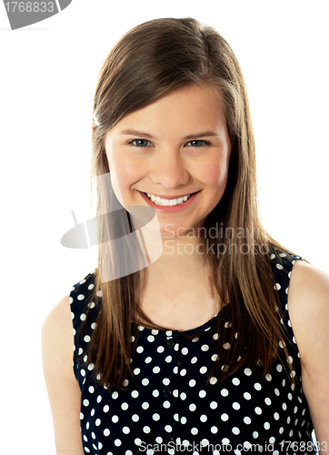 Image of Closeup of cute teenager smiling