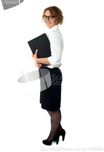 Image of Full length portrait of businesswoman