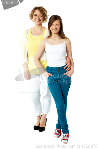 Image of Full length portrait of mum and daughter