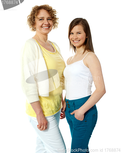 Image of Gorgeous mother and daughter posing