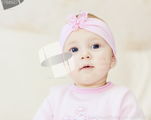 Image of bright closeup portrait of adorable baby