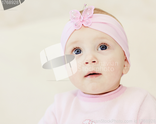 Image of bright closeup portrait of adorable baby