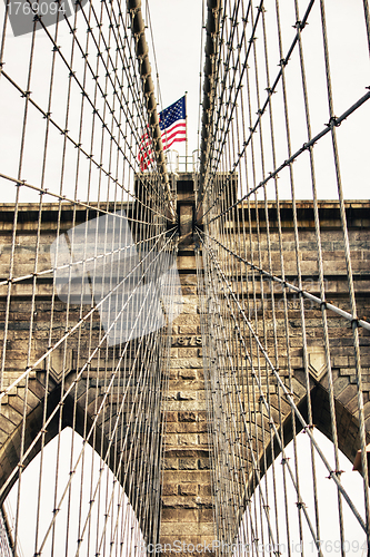 Image of Architectural Detail of Brooklyn Bridge in New York City