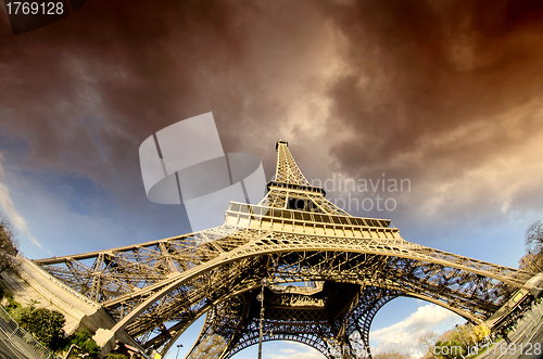 Image of Bad Weather approaching Eiffel Tower