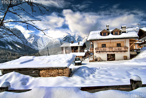 Image of Snow on the Dolomites Mountains, Italy
