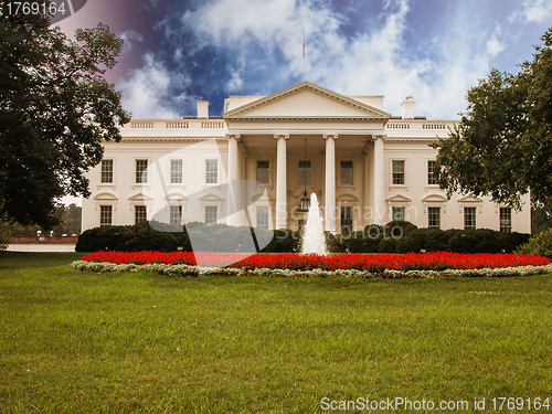 Image of White House with Gardens and Sky