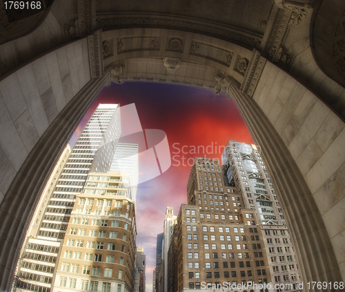 Image of Skyscrapers and Dramatic Sky