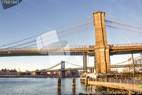 Image of Architectural Detail of Brooklyn Bridge in New York City