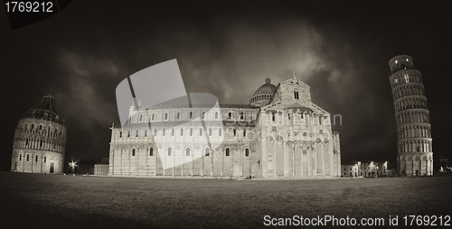 Image of Dramatic Sky above Miracles Square in Pisa, Black and White view