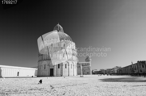 Image of Piazza dei Miracoli in Pisa after a Snowstorm