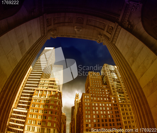Image of Skyscrapers and Dramatic Sky