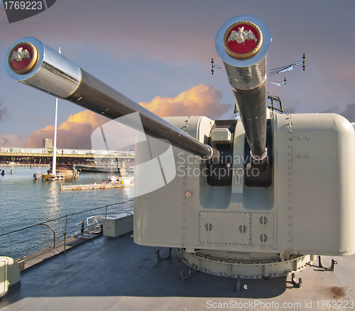 Image of War Submarine anchored in Sydney