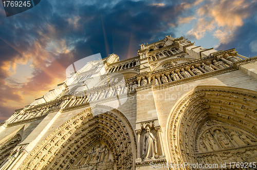 Image of Low-angle view of Notre-Dame Cathedral in Paris