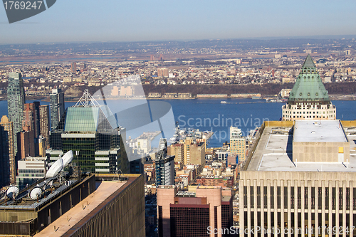Image of Urban skyscrapers, New York City skyline. Manhattan