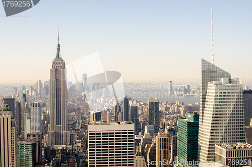 Image of Urban skyscrapers, New York City skyline. Manhattan