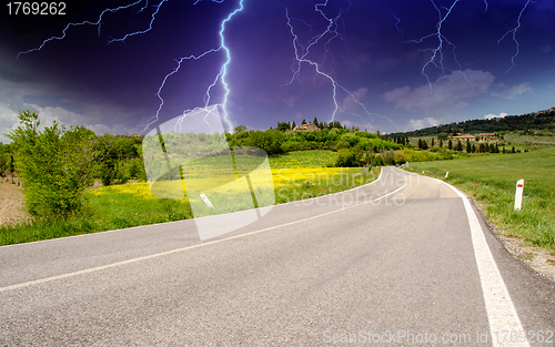 Image of Chianti vineyard road landscape in Tuscany