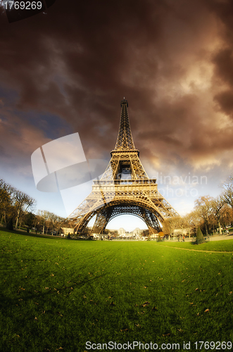 Image of Bad Weather approaching Eiffel Tower