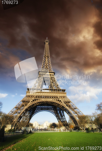 Image of Bad Weather approaching Eiffel Tower