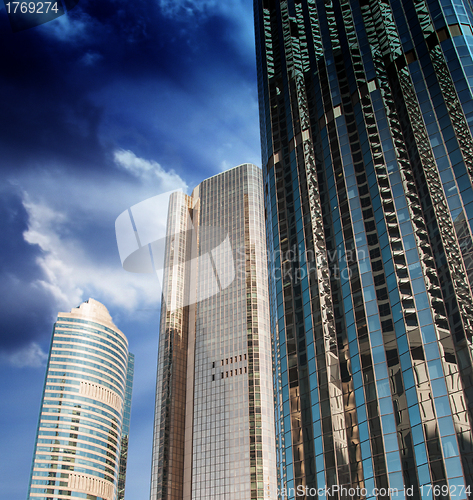 Image of Skyscrapers and Dramatic Sky