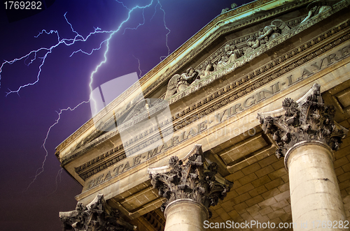 Image of Eglise Notre Dame de Lorette with Lightning in Paris