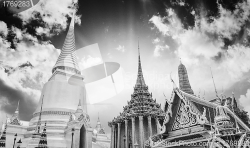 Image of Famous Bangkok Temple - "Wat Pho" with Dramatic Sky