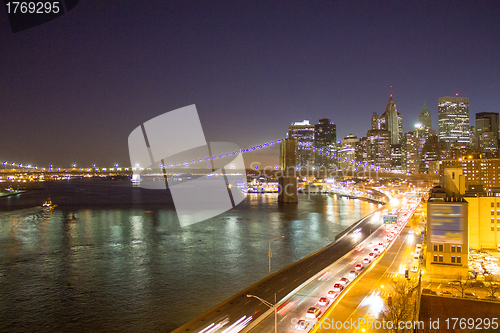 Image of Bridge of New York City at Sunset, Manhattan