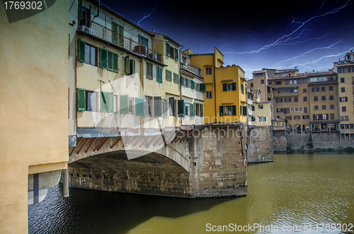 Image of Side view of Old Bridge - Ponte Vecchio in Florence