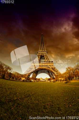 Image of Bad Weather approaching Eiffel Tower