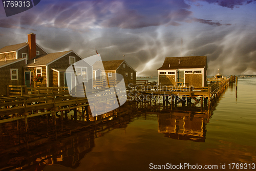 Image of Group of Homes over the Water in Nantucket, U.S.A.