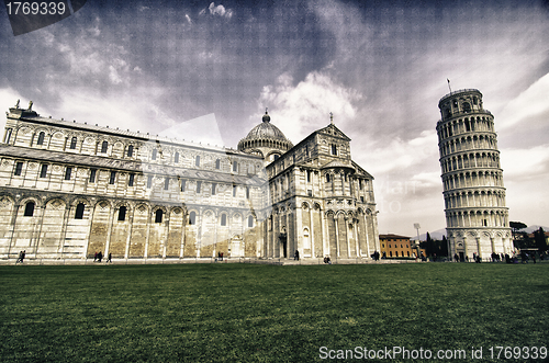 Image of Piazza dei miracoli, with the Basilica and the leaning Tower, Pi