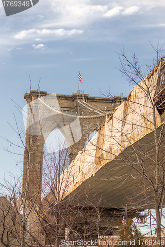 Image of Architectural Detail of Brooklyn Bridge in New York City