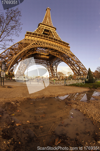 Image of Clouds and Sky Colors above Eiffel Tower
