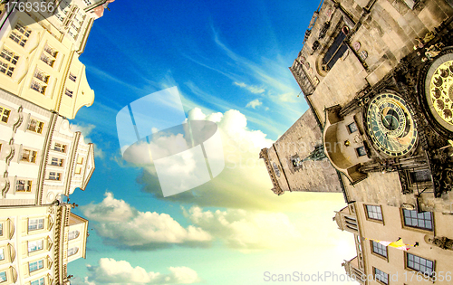 Image of The Old Town Square in the center of Prague City, fisheye view