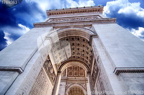 Image of Dramatic Sky above Triumph Arc in Paris