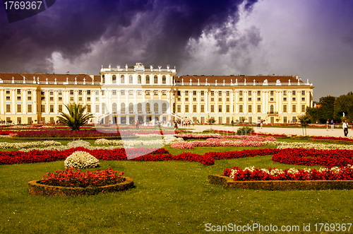Image of Park Garden and Flowers with Ancient Building