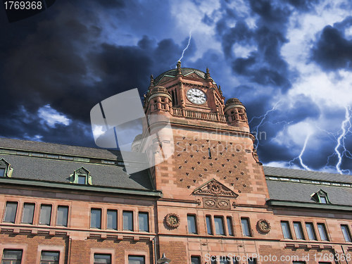 Image of Storm approaching Post Office Building in Stockholm