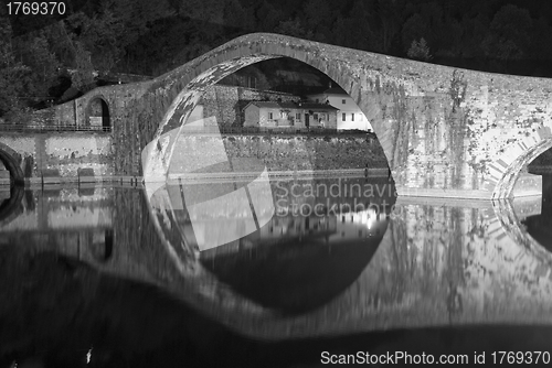 Image of Devils Bridge at Night in Lucca, Italy