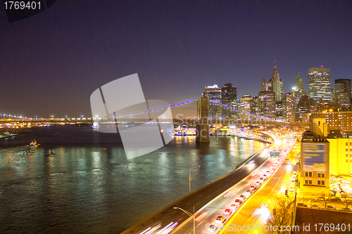 Image of Bridge of New York City at Sunset, Manhattan