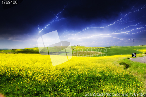 Image of Countryside Landscape with Fields and Meadows