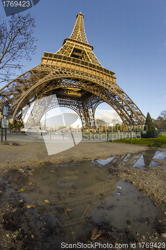 Image of Clouds and Sky Colors above Eiffel Tower
