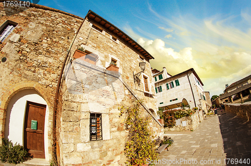 Image of Typical Ancient Homes of a Medieval Town in Tuscany