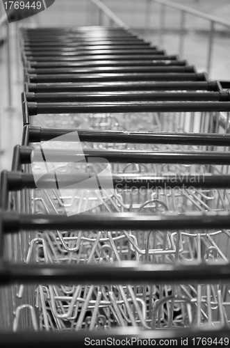 Image of Row of Shopping Carts in a Mall