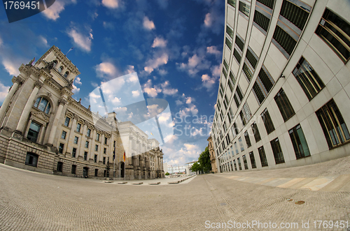 Image of Fisheye exterior side view of Berlin Reichstag, Germany