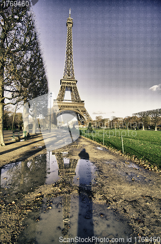 Image of Colors of Eiffel Tower in Winter