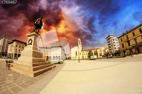 Image of Dramatic Sky above Piazza Vittorio Emanuele in Pisa