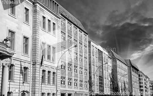 Image of Berlin Buildings near Spree River with Dramatic Sky