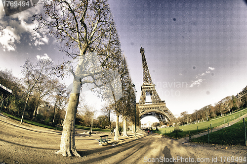 Image of Colors of Eiffel Tower in Winter