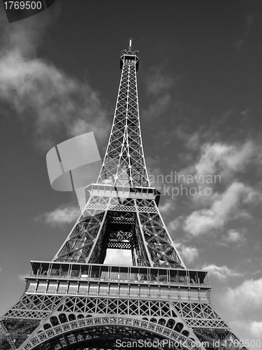 Image of Black and White view of Eiffel Tower in Paris